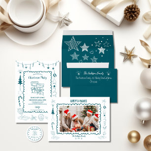 Foto Whimsical Sällsam Juldoodle Julkort