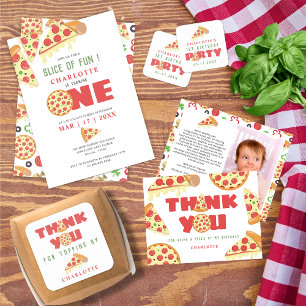 Pizza Party Modern Barns födelsedag Favor Tack Fyrkantigt Klistermärke