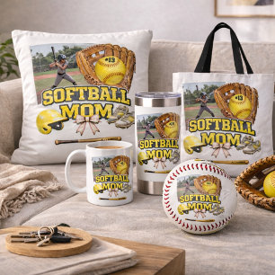 Anpassad Softbollmamma Fotokollage Kaffemugg