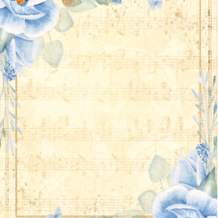 Dusty Blue Blommigt Vintage Musical Par Shower Inbjudningar