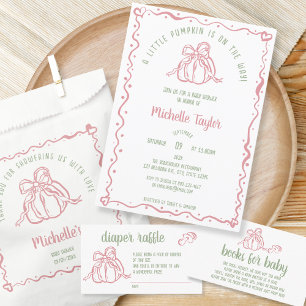 Unik Hand plockade Little Pumpkin Fall Baby Shower Underlägg Papper Kvadrat