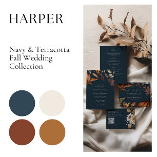 Modern Terracotta Flowers Boho Fall Wedding Inbjudningar