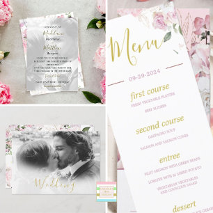 Photo Blommigt Ro Romantic Bröllop Tack Vykort