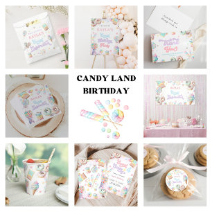 Candy Sweet Shop Pastel Girls Birthday Tack Kort