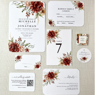 Rustic Boho Fall Flowers Bröllopsinbjudan Inbjudningar