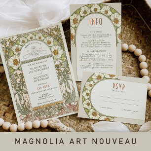 Bröllop Infoga INFO Vintage Art nouveau av Mucha Inbjudningar