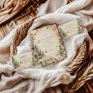 Höst Öken Bröllopsdusch Blommor Tack Kort