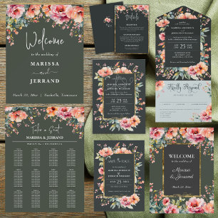 Blommigt för Rustic Sage Grönt Monogram Spara datu Datumet