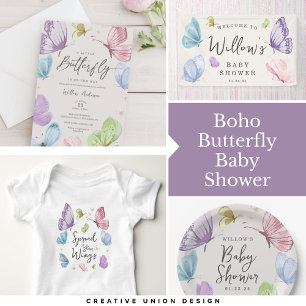 Boho sprider din Vingar Butterfly Baby One-biet T Shirt