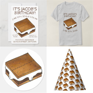 Campfire S mres Marshmallow Smores Födelsedagsfest Inbjudningar