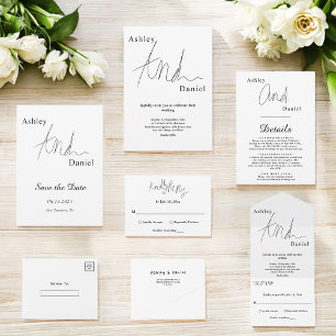 Elegant Black and White Calligraphy Simple Bröllop