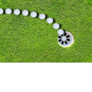 Golf Instruction Swing Swear vid flagga hål på grö Runt Klistermärke