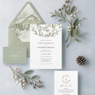 Formell bröllopsinbjudan Botanical Grey Inbjudningar