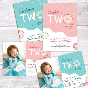 Två svenska Rosor Frosted Donut Girl's 2nd Birthda T Shirt