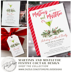 God Jul Candy Cane Martini och Misteltoe Presentetikett