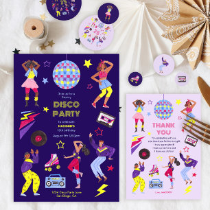 Groovy Disco Lila Party Retro 80s Girls Tack Kort