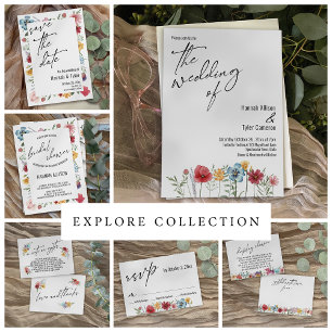 Watercolor Wildblomtypography Visning Shower Tilläggskort