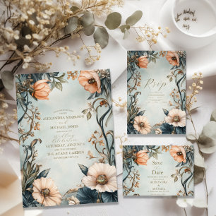 Retro Victorian Royal Blommigt Bröllop OSA Kort