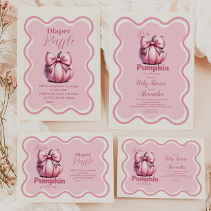 Rosa Pumpkin Bow Girl Baby Shower Inbjudningar