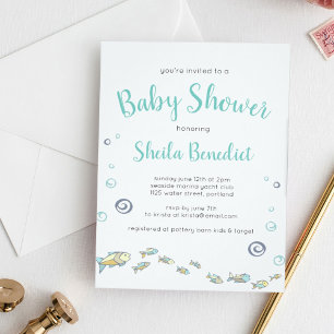 Under Sea Ocean Thated Baby Shower-inbjudan Kort