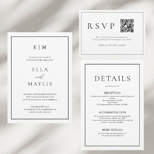 Minimalistisk Modern QR-kod Bröllops-RSVP OSA Kort