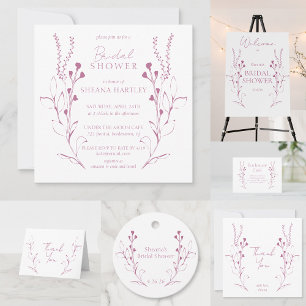 Rosa vinrankor och blommor presentkortslappar gåvor etiketter