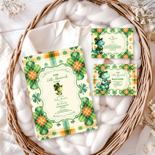 Dinosaur Lucky Little Shamrock Baby Shower Inbjudningar
