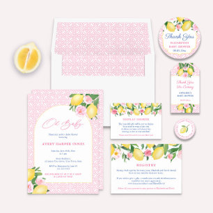 Tack Lemons Rosa White Baby Shower-favoriter Runt Klistermärke