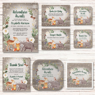 Winter Woodland Animals Baby Sprinkle Inbjudningar