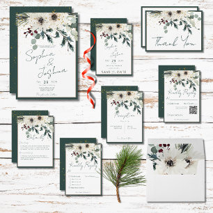 Rustic Berries Winter Blommigt Reception Tilläggskort