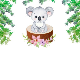 Adsible Koala Bear Girl Baby Shower Inbjudningar