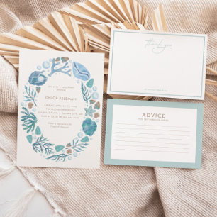 Under Sea Watercolor Nautical Baby Shower Rådkort