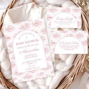 Elegant fransk Toile-babyshower Inbjudningar