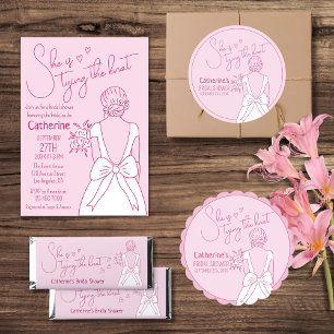 Hand plockade Rosa Bow Bröllop Gown Möhippa Underlägg Papper