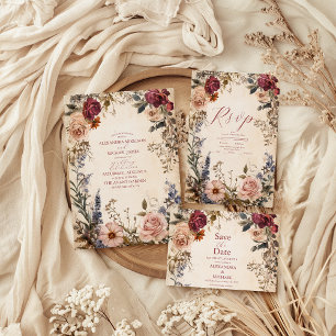 Klassiskt Victorian Royal Blommigt Bröllop Inbjudningar