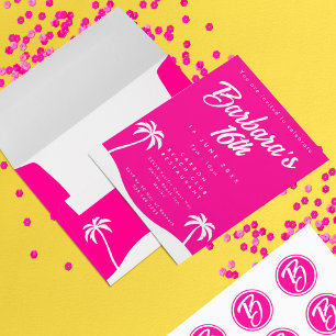 Girly Shock rosa Summer Beach Sweet 16 Inbjudningar