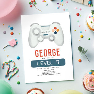 Boys Coola Blue Video Game Barns födelsedag Inbjudningar