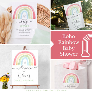 Boho Rainbow Baby Shower-inbjudningskort Inbjudningar