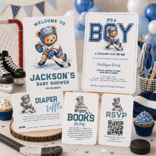 Hockey Teddybjörn Baby Shower QR-kod RSVP  Bilaga