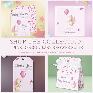 Cute Pastel Rosa Dragon Baby Shower Presentaskar
