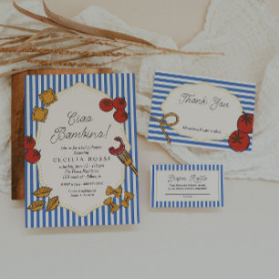 Ciao Baby Blue Stripe Italiensk Pasta Tack Tilläggskort