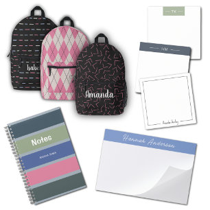 Cute Simel Charcol Grönt Monogram Fullt Namn Post-it Block