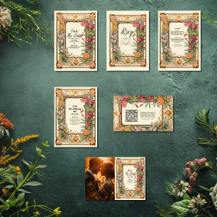Photo Decorative Blommigt Art nouveau Bröllop Spara Datumet
