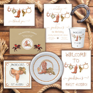 Cowboy western 1:a Rodeo Birthday Bronco Bucking Inbjudningar