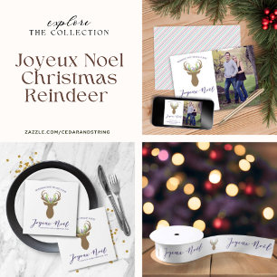 Boho Fransk jul Reindeer Joyeaux Noel Photo Julgransprydnad Keramik