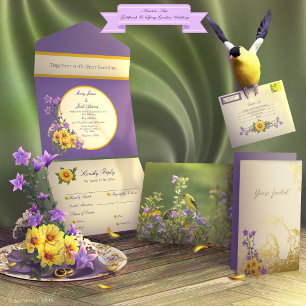 Goldfinch Vår Garden Wedding Wedding Magnetisk Inbjudningskort