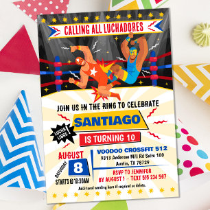 Lucha Libre Mexican Wrestling Birthday-inbjudan Inbjudningar