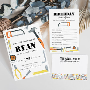 Boy's Construction Builder Birthday Tack Kort