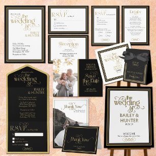Elegant Ornate Typography Bröllop spara datum Vykort