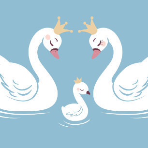 Svanar Baby Shower Bird med Krona Co-Ed Blue Inbjudningar